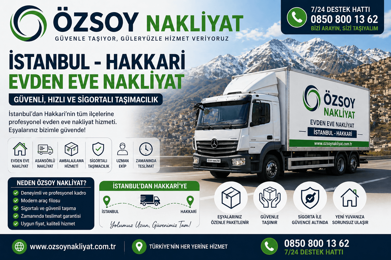 İstanbul Hakkari Evden Eve Nakliyat | 2026 Ev Taşıma Fiyatları