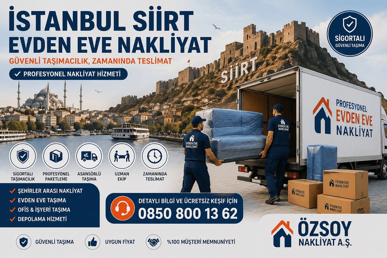 İstanbul Siirt Evden Eve Nakliyat - 2026 Ev Taşıma Fiyatları