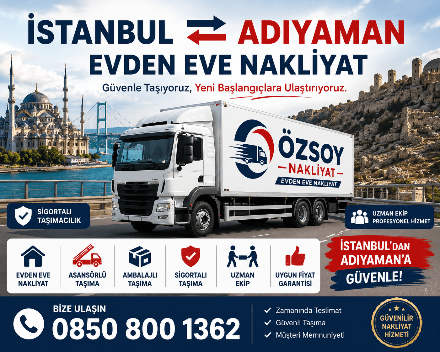 İstanbul Adıyaman Evden Eve Nakliyat 2026 Ev Taşıma Fiyatları