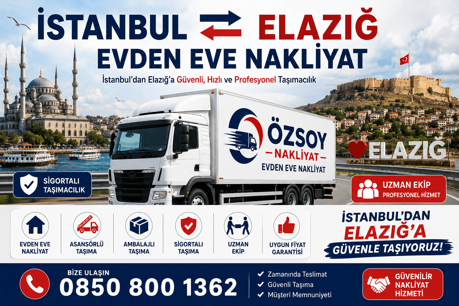 İstanbul Elazığ Evden Eve Nakliyat 2026 Ev Taşıma Fiyatları 